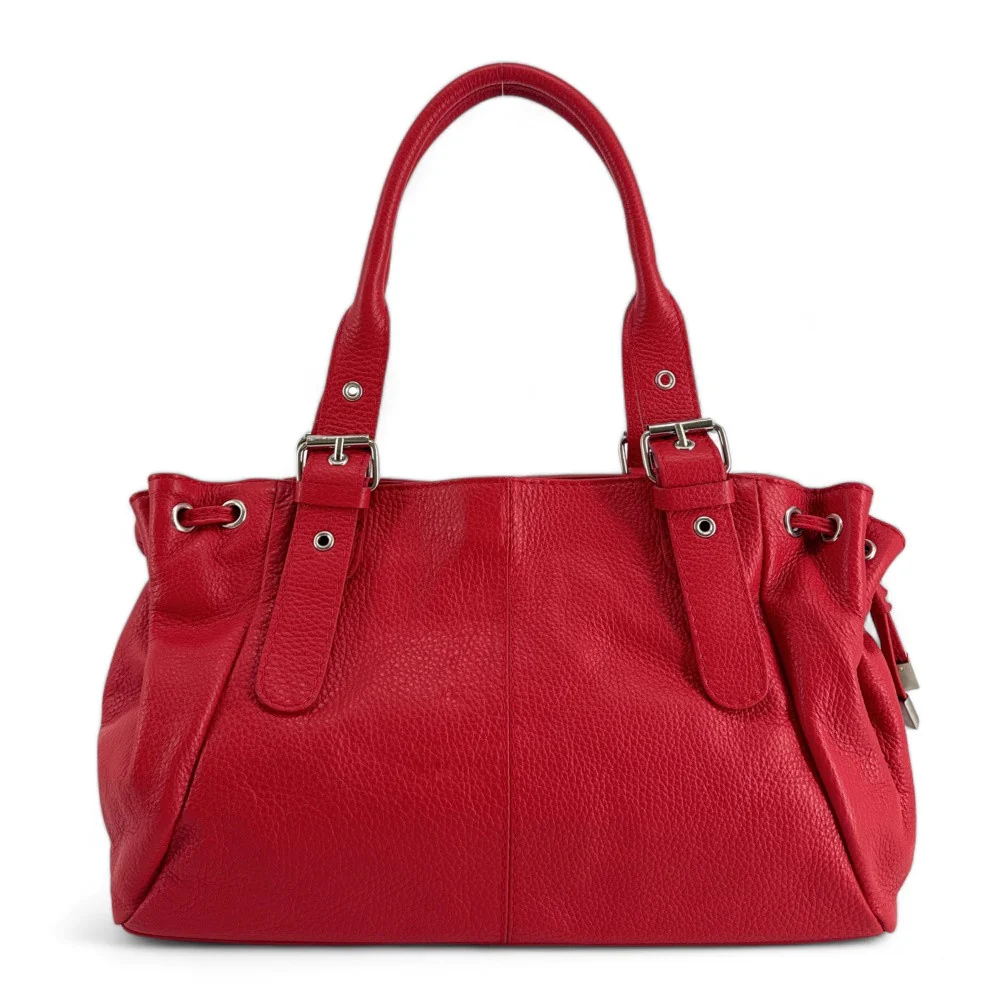 Sac bowling porté épaule en cuir grainé PRINCESSE Rouge garance - Image 5