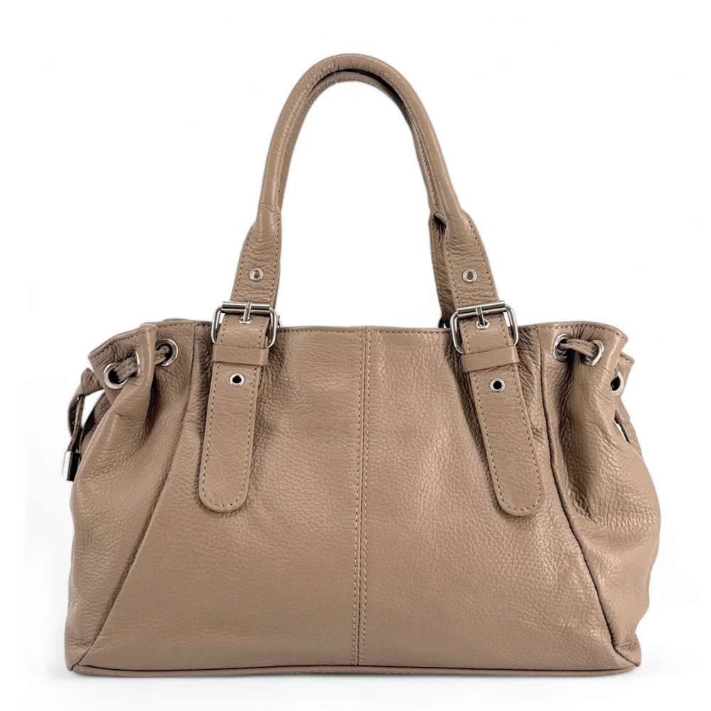 Sac bowling porté épaule en cuir grainé PRINCESSE Taupe - Image 6