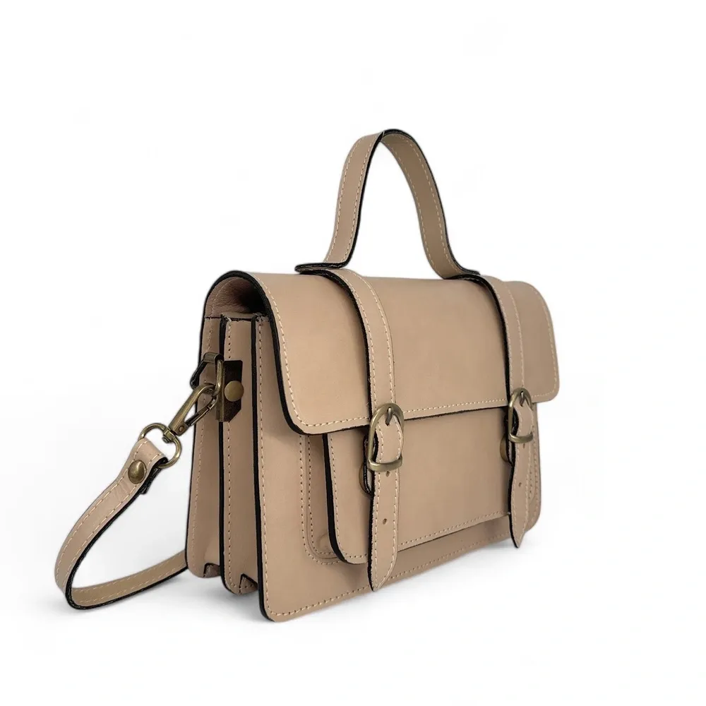 Sac à main en cuir lisse SAND Beige crème - Image 2