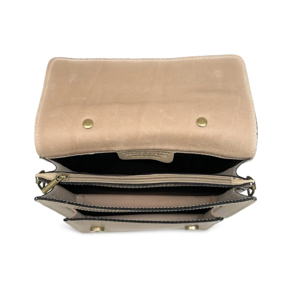 Sac à main en cuir lisse SAND Beige crème - Image 8