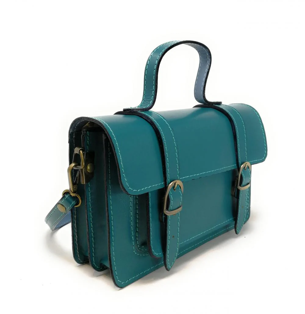 Sac à main en cuir lisse SAND Bleu vert canard - Image 2