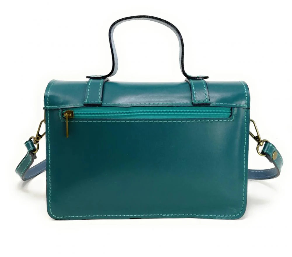 Sac à main en cuir lisse SAND Bleu vert canard - Image 3