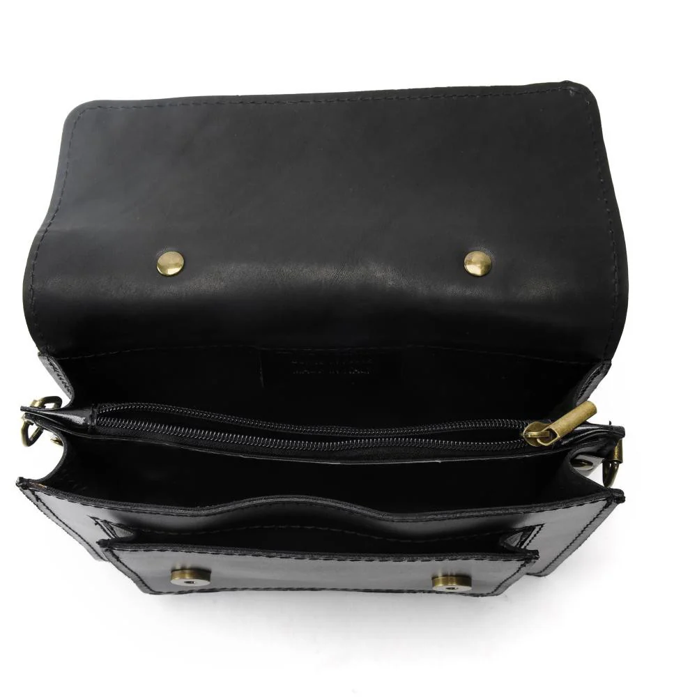 Sac à main en cuir lisse SAND Noir - Image 5