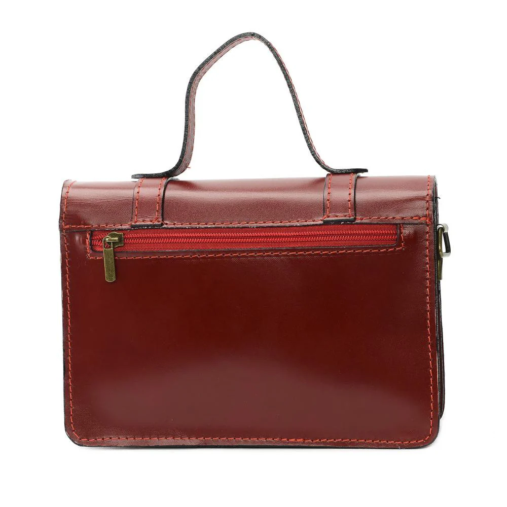 Sac à main en cuir lisse SAND Rouge foncé - Image 2