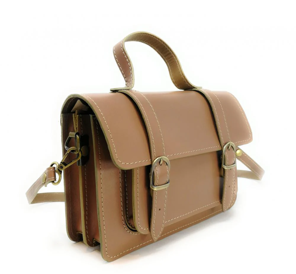 Sac à main en cuir lisse SAND Taupe clair - Image 2
