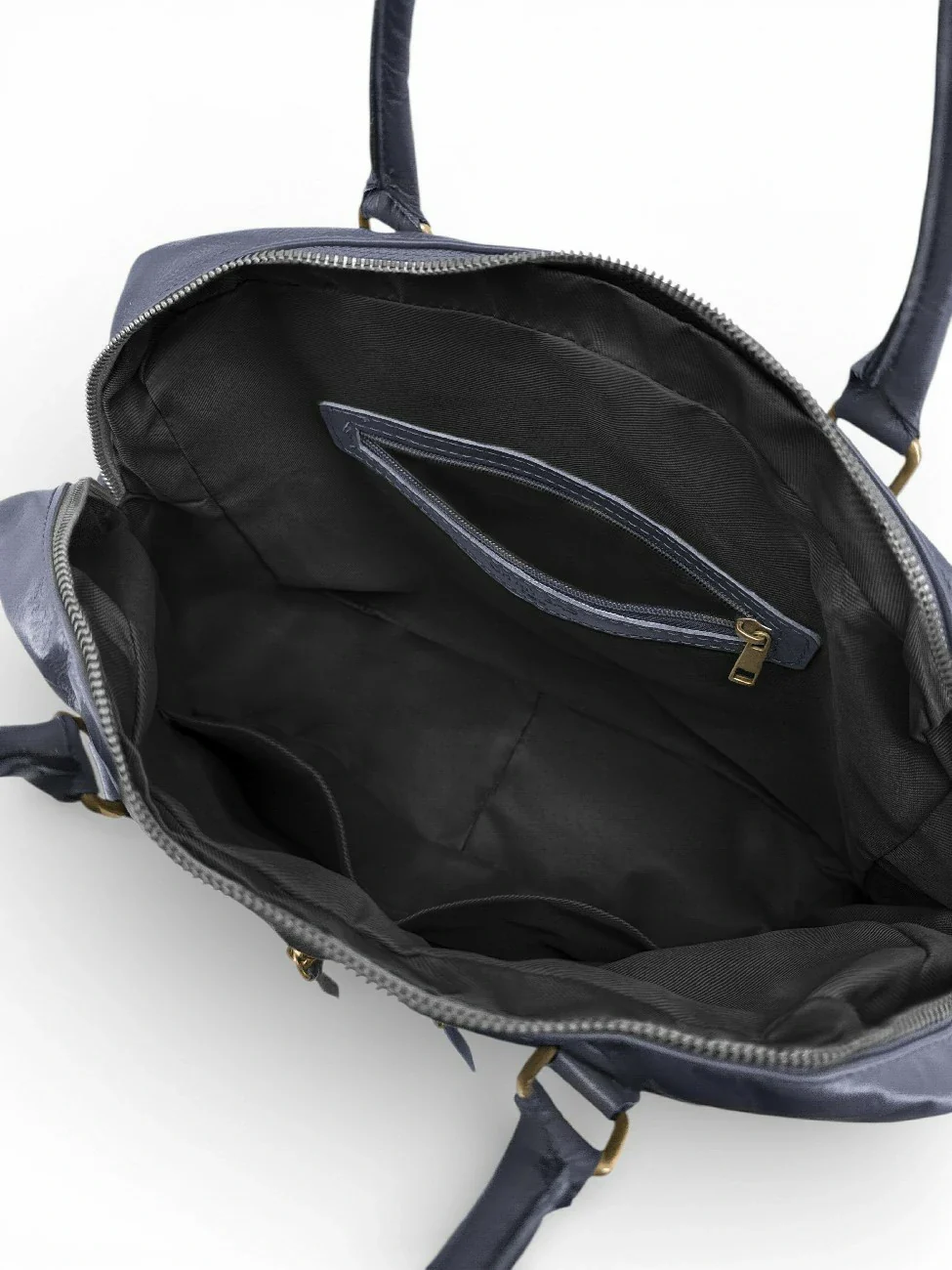 Sac à main en cuir lisse OMB MOSCOU Bleu marine - Image 6