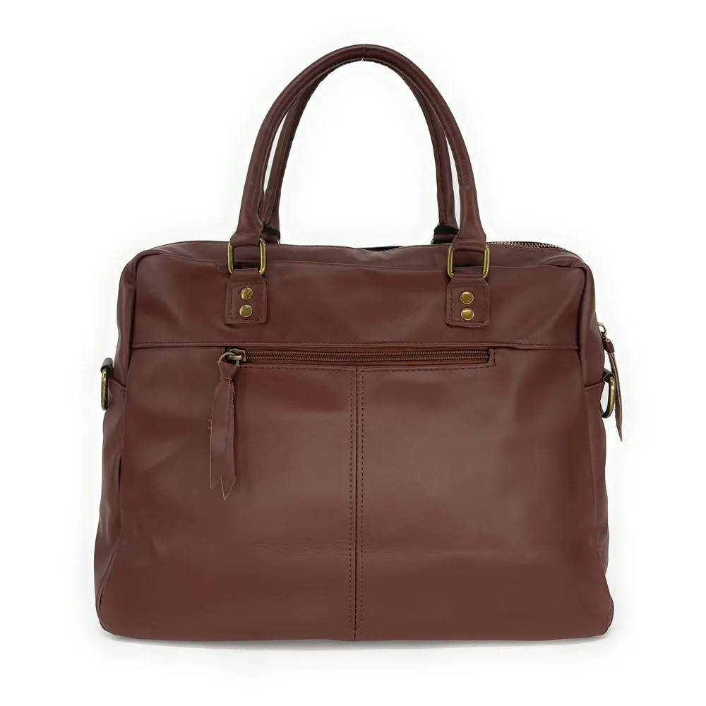 Sac à main en cuir lisse OMB MOSCOU Châtaigne - Image 3