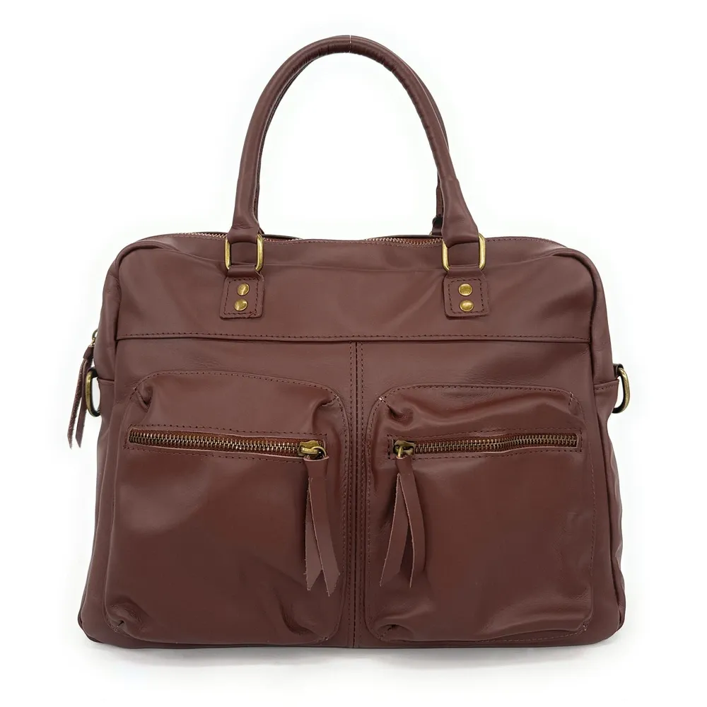 Sac à main en cuir lisse OMB MOSCOU Châtaigne - Image 4