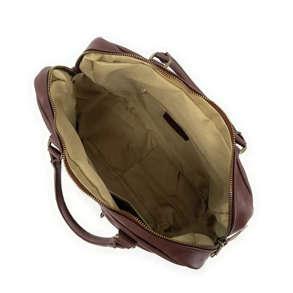 Sac à main en cuir lisse OMB MOSCOU Châtaigne - Image 7