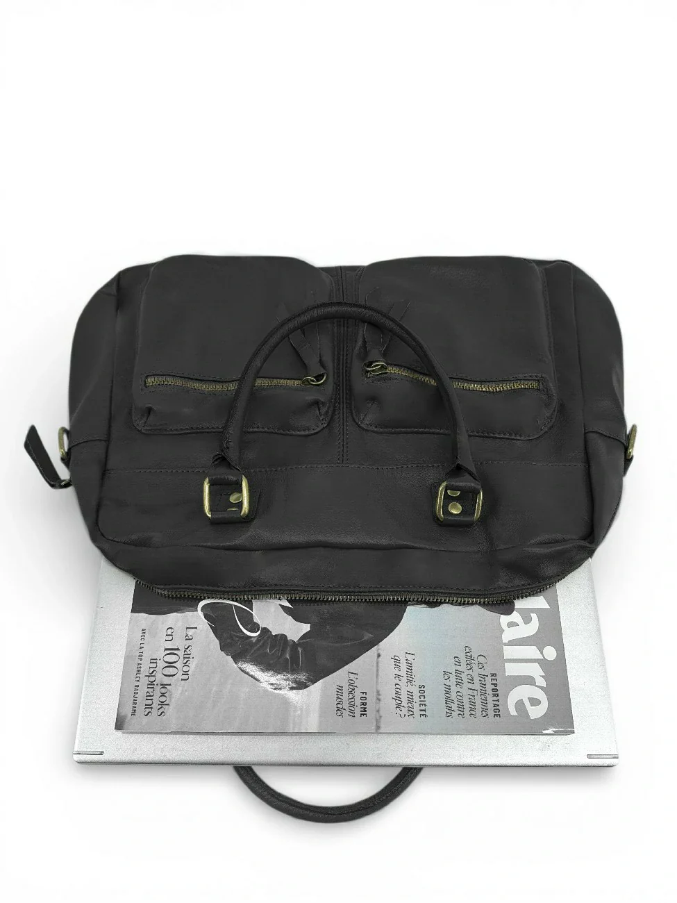 Sac à main en cuir lisse OMB MOSCOU Noir - Image 4