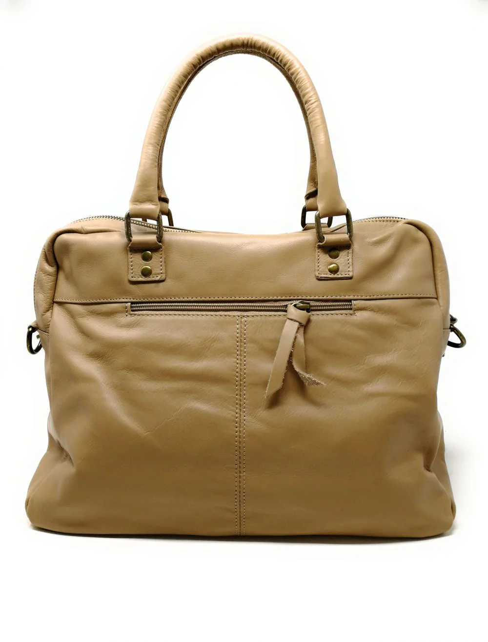 Sac à main en cuir lisse OMB MOSCOU Taupe clair - Image 3