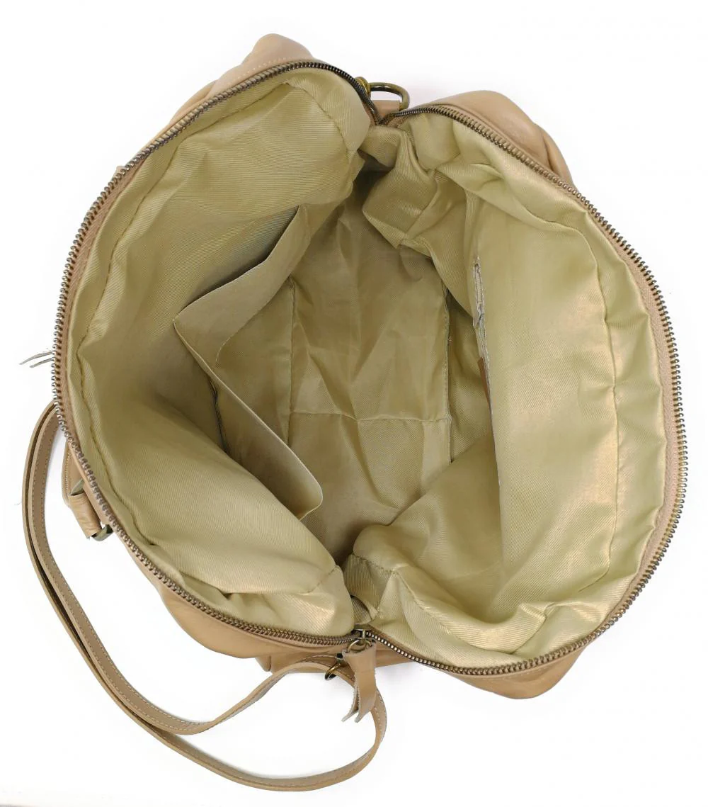 Sac à main en cuir lisse OMB MOSCOU Taupe clair - Image 5