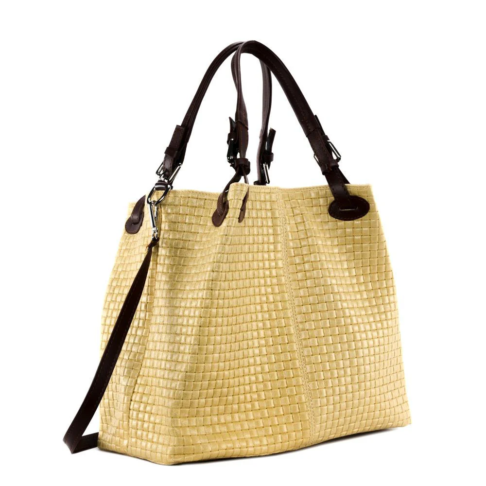 Sac à main en cuir embossé tressage MALLARME Naturel - Image 3