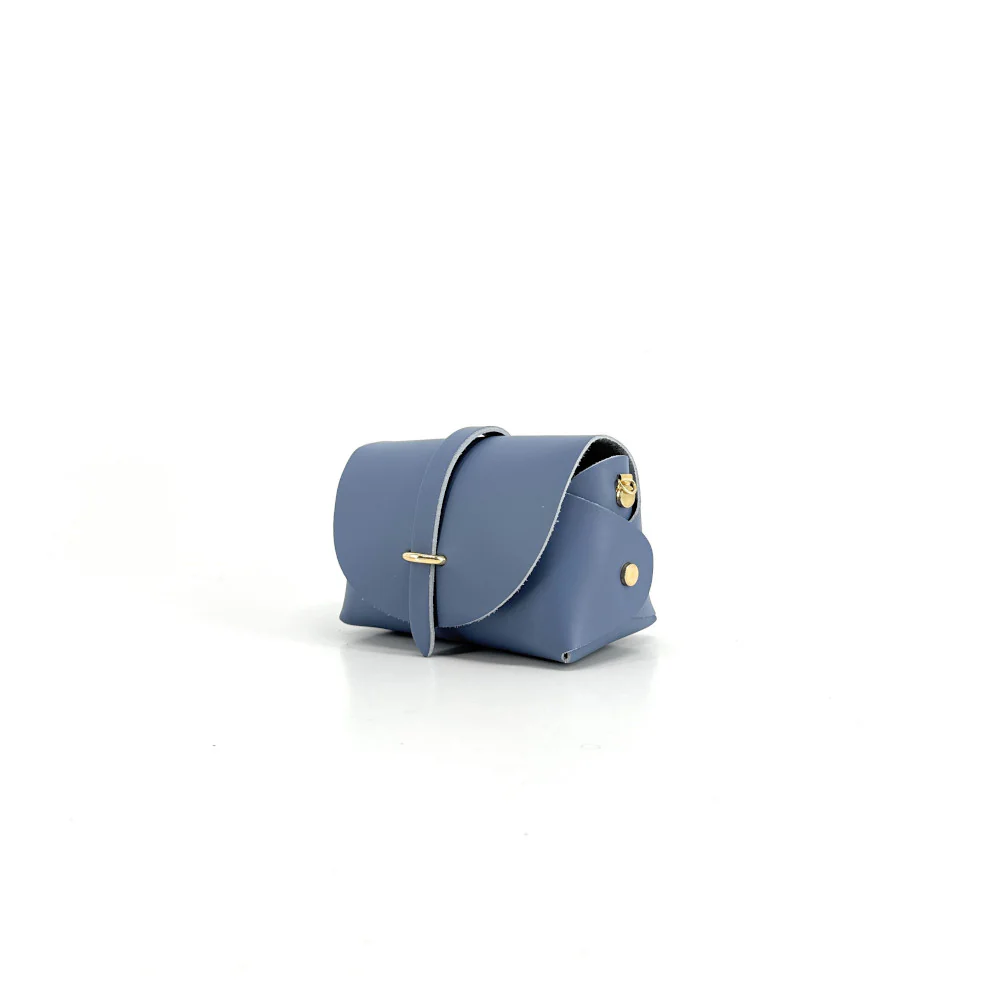 Mini sac à main en cuir lisse CANDY Bleu glacier - Image 3