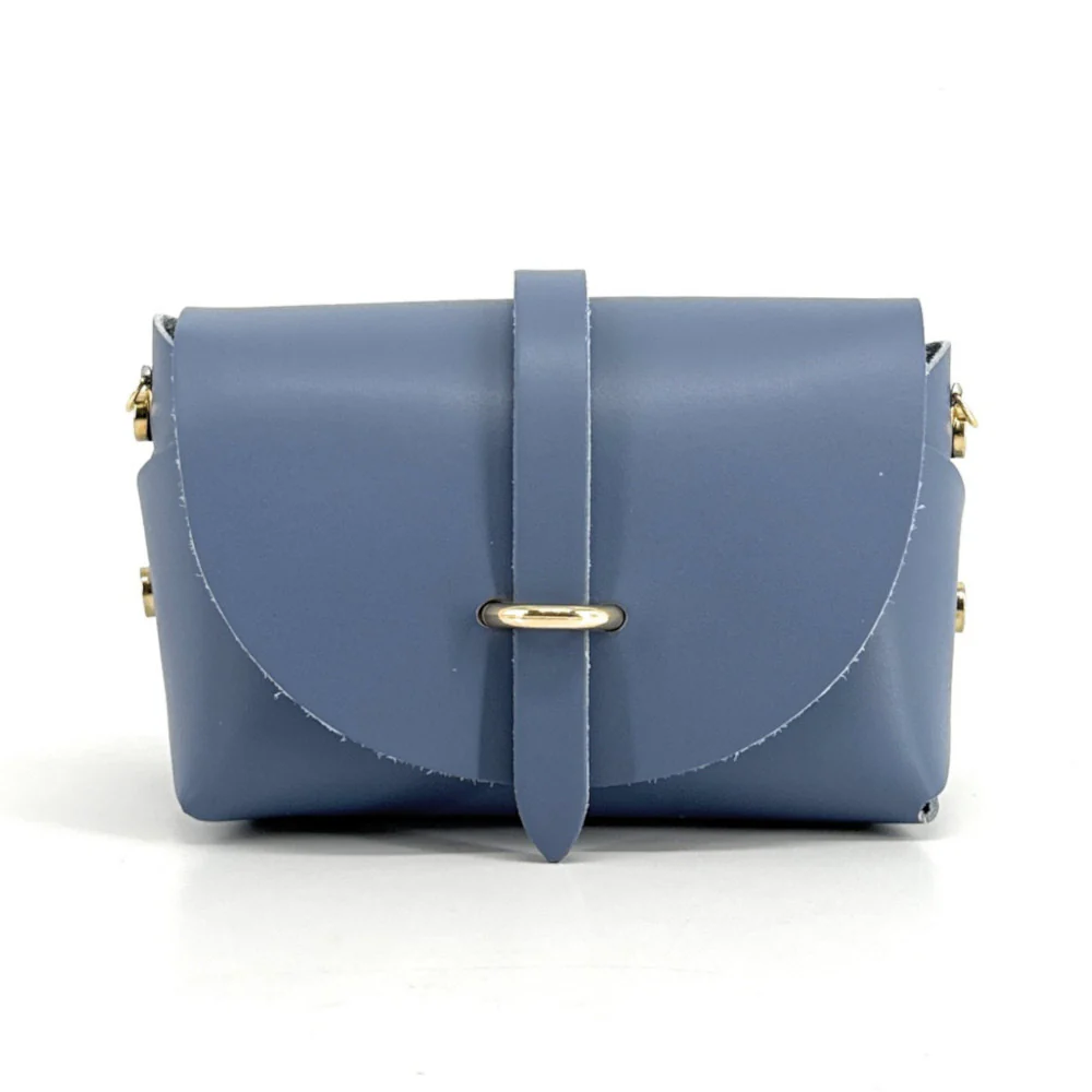 Mini sac à main en cuir lisse CANDY Bleu glacier - Image 4