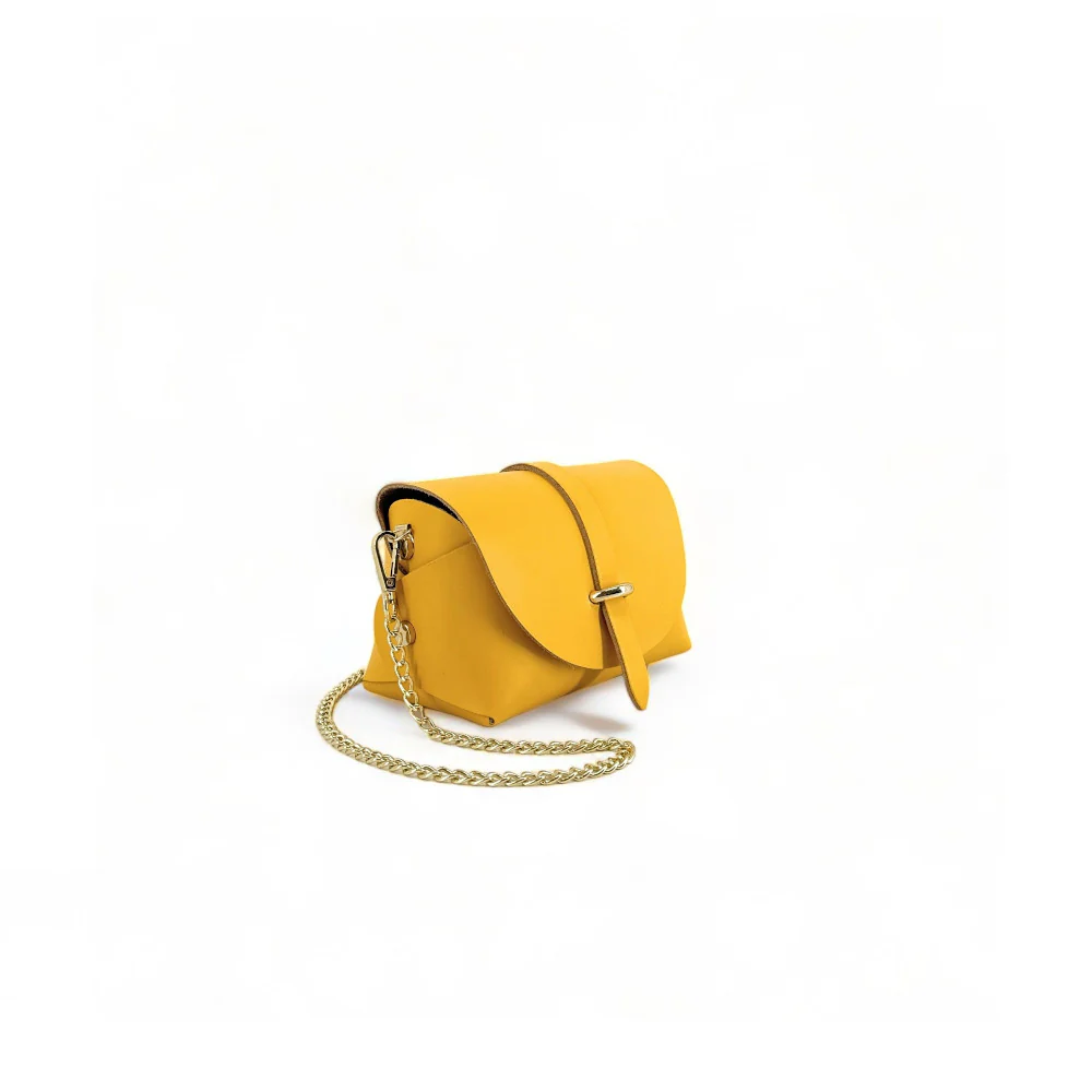 Mini sac à main en cuir lisse CANDY Bouton d'or - Image 3