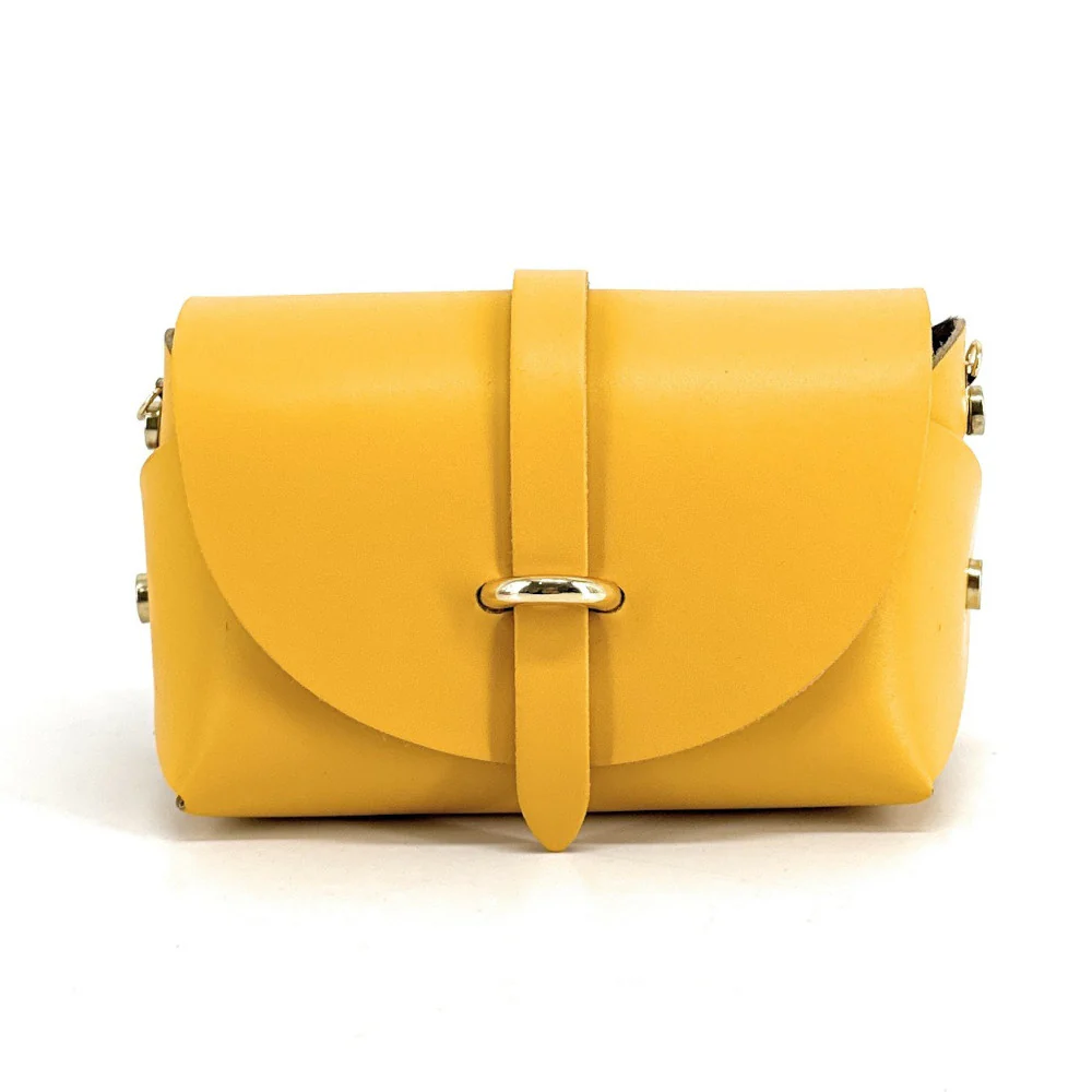 Mini sac à main en cuir lisse CANDY Bouton d'or - Image 4