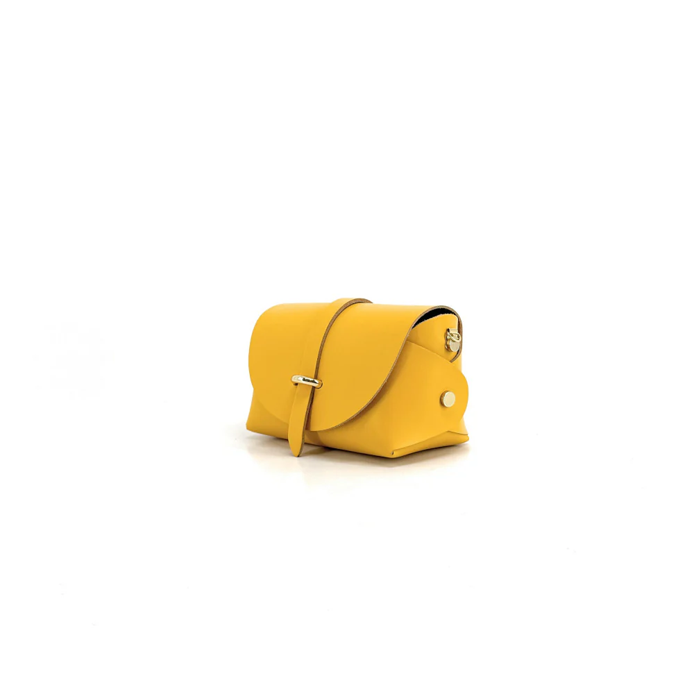 Mini sac à main en cuir lisse CANDY Bouton d'or - Image 5