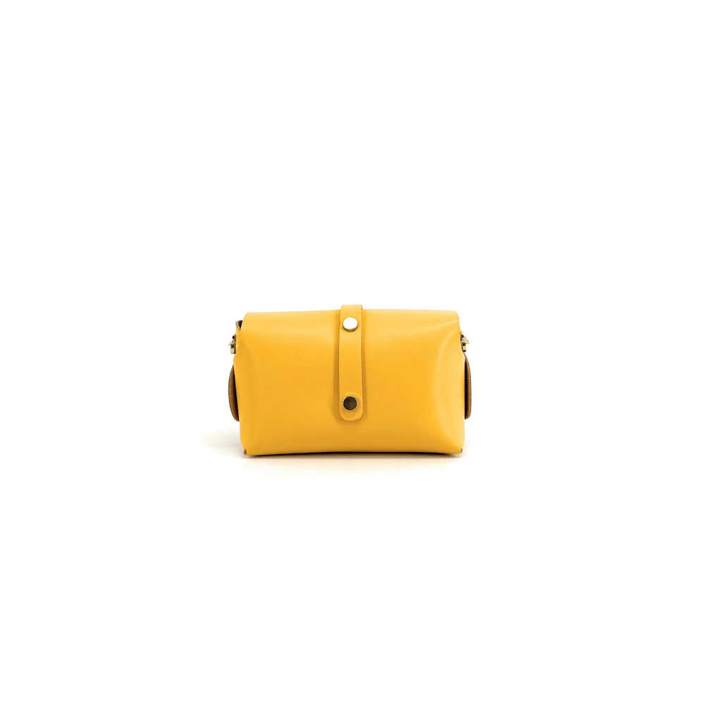 Mini sac à main en cuir lisse CANDY Bouton d'or - Image 6