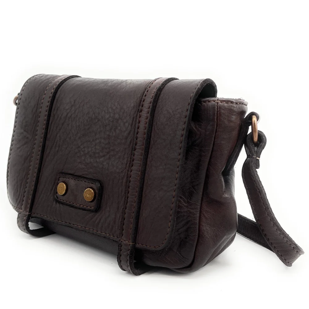 Sac à main en cuir souple vintage MELBOURNE Chocolat - Image 2
