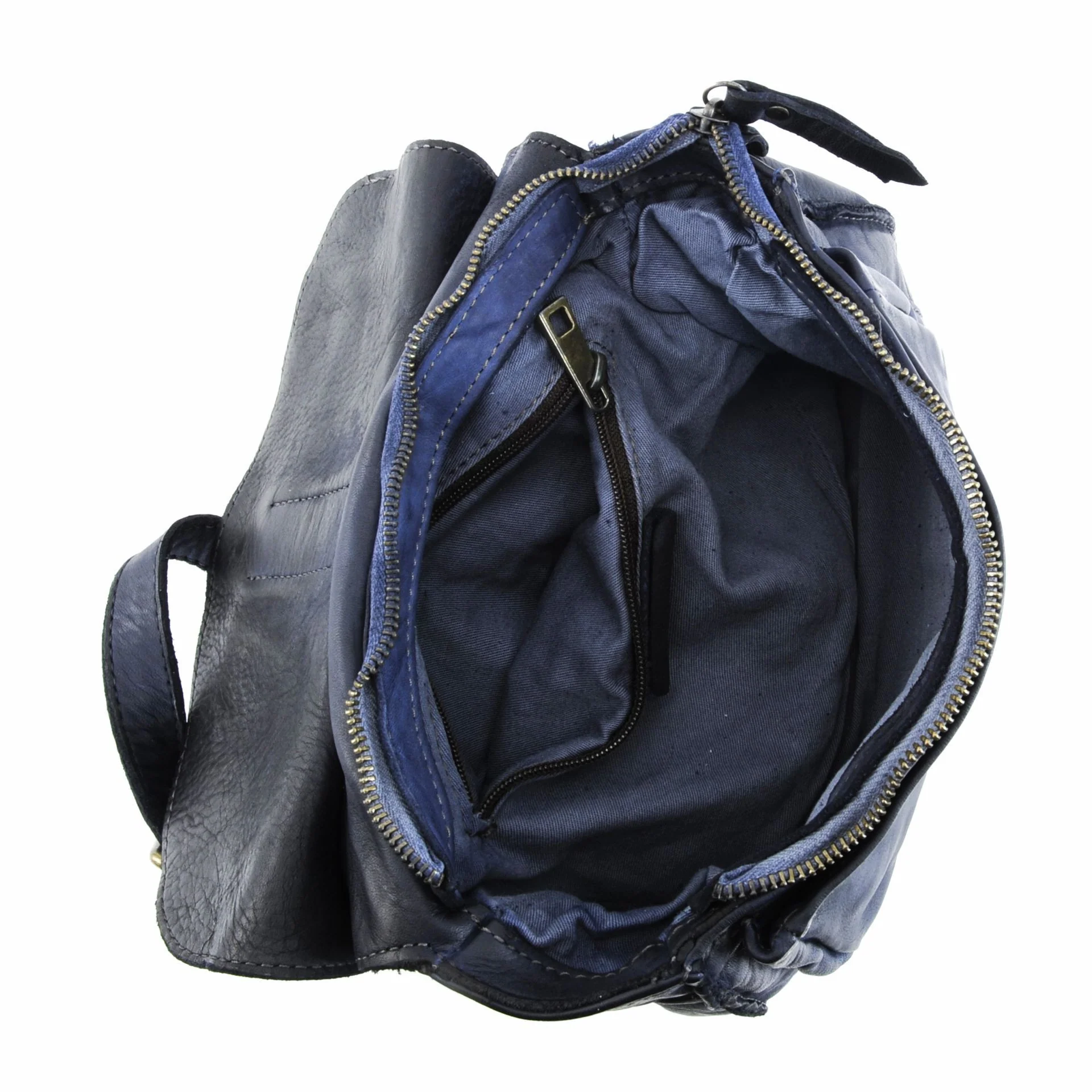 Sac besace en cuir vintage VALLEY Bleu marine - Image 5
