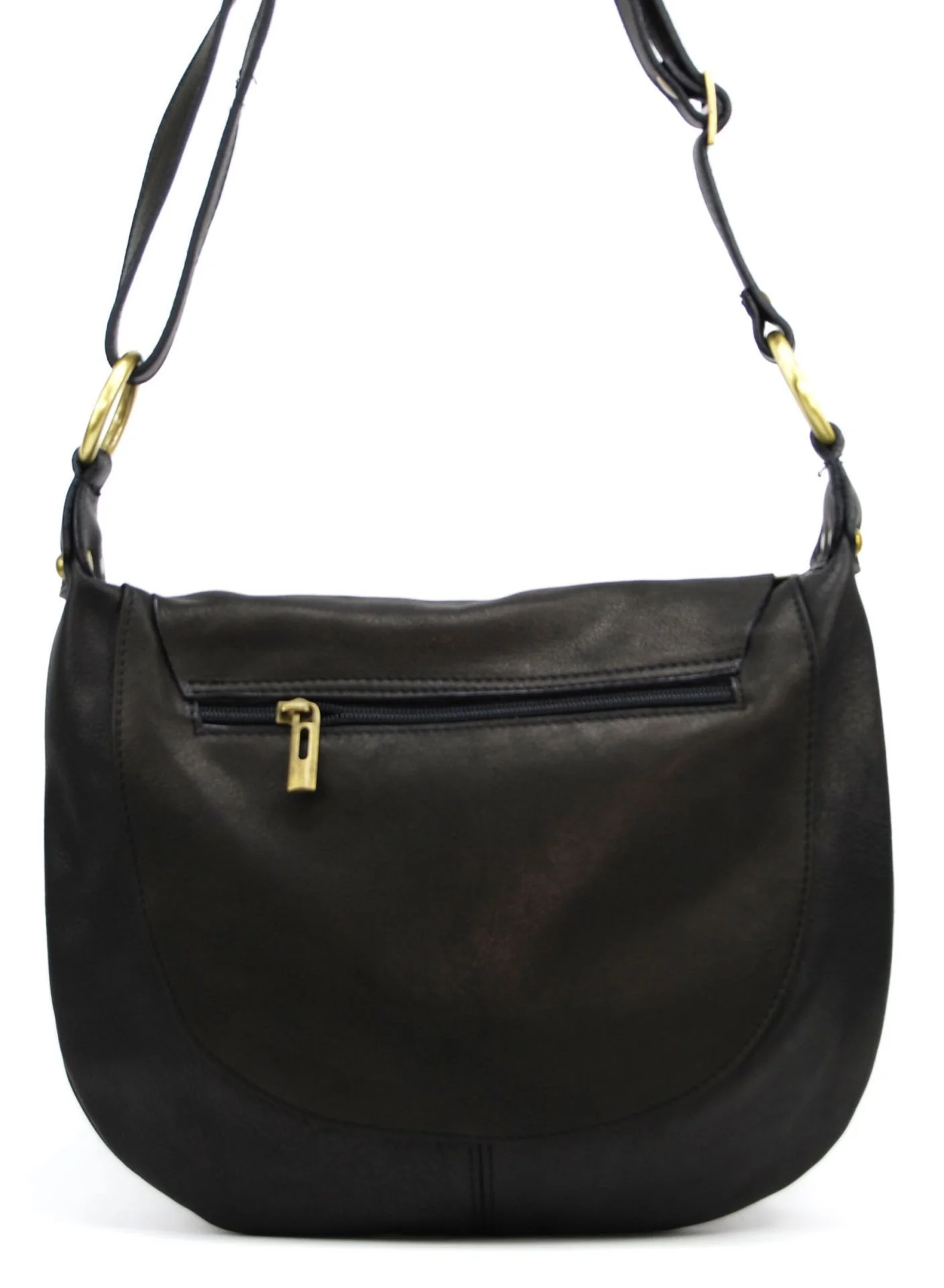 Sac besace en cuir lisse LITTLE PERLA Chocolat - Image 2