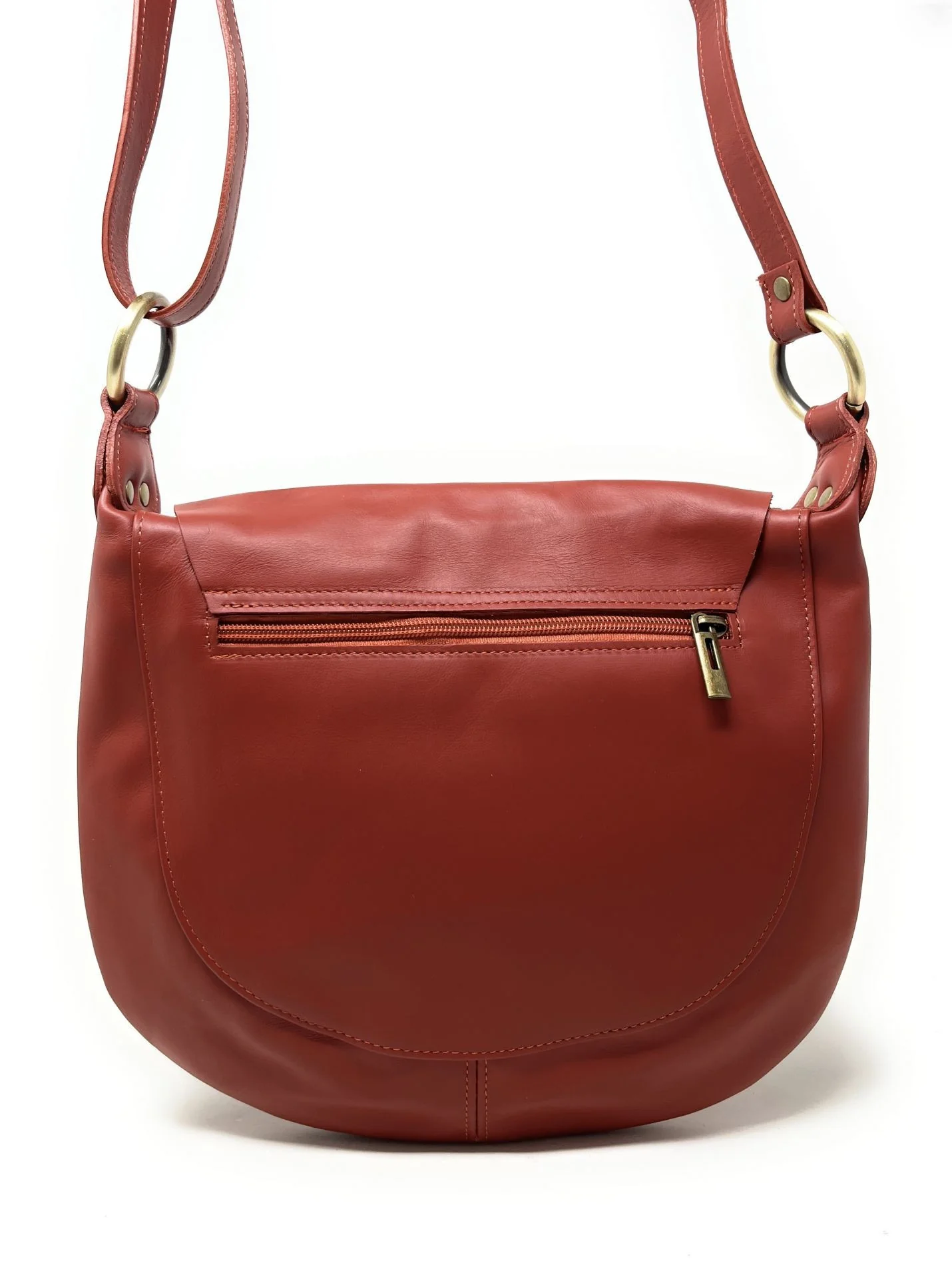 Sac besace en cuir lisse LITTLE PERLA Rouge brique - Image 3