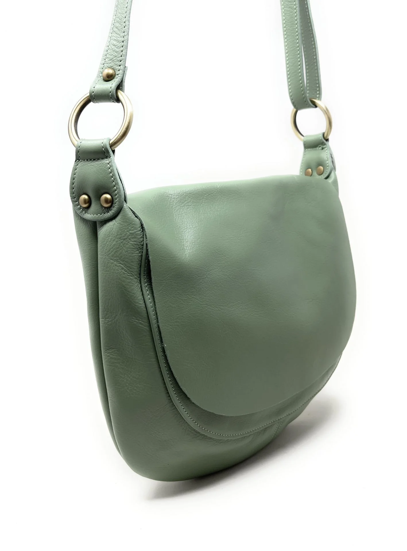 Sac besace en cuir lisse LITTLE PERLA Vert pastel - Image 2