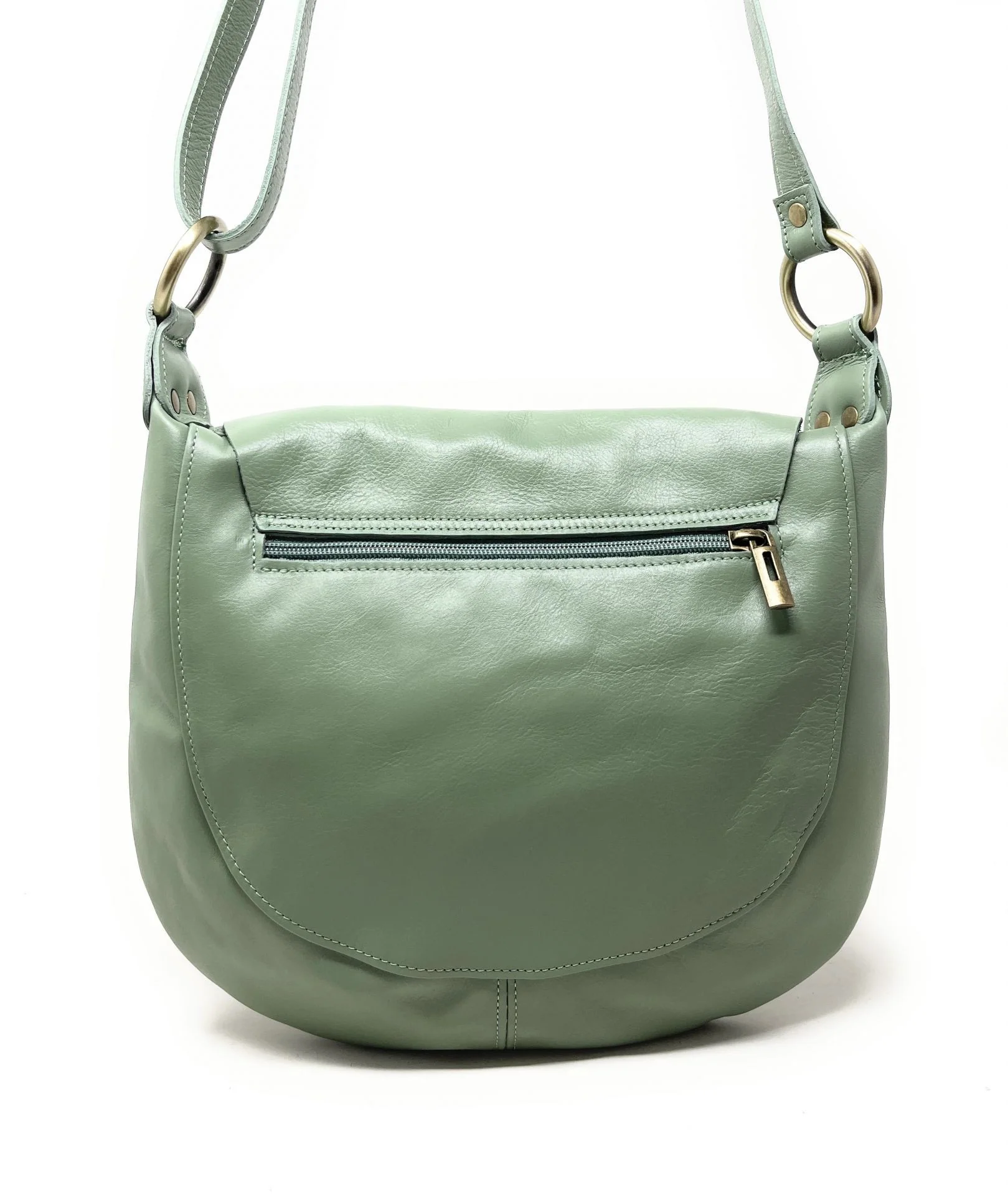 Sac besace en cuir lisse LITTLE PERLA Vert pastel - Image 3