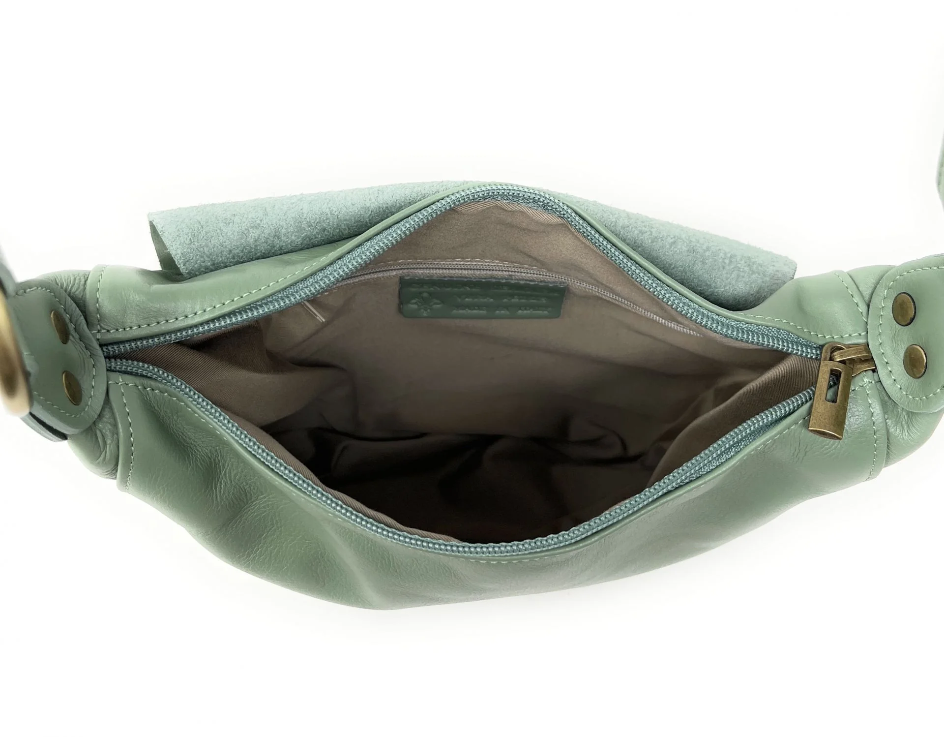Sac besace en cuir lisse LITTLE PERLA Vert pastel - Image 4