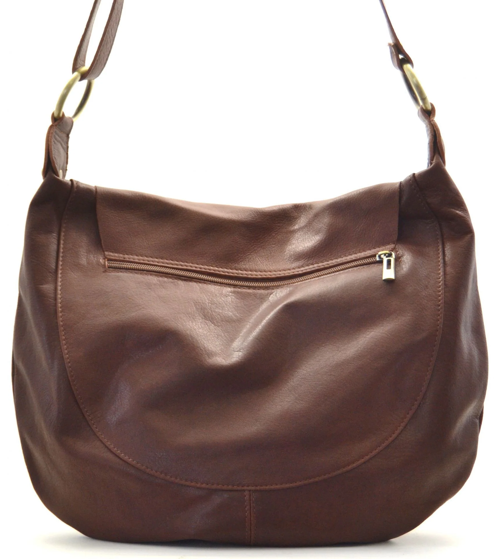 Sac besace en cuir lisse PERLA Châtaigne - Image 2