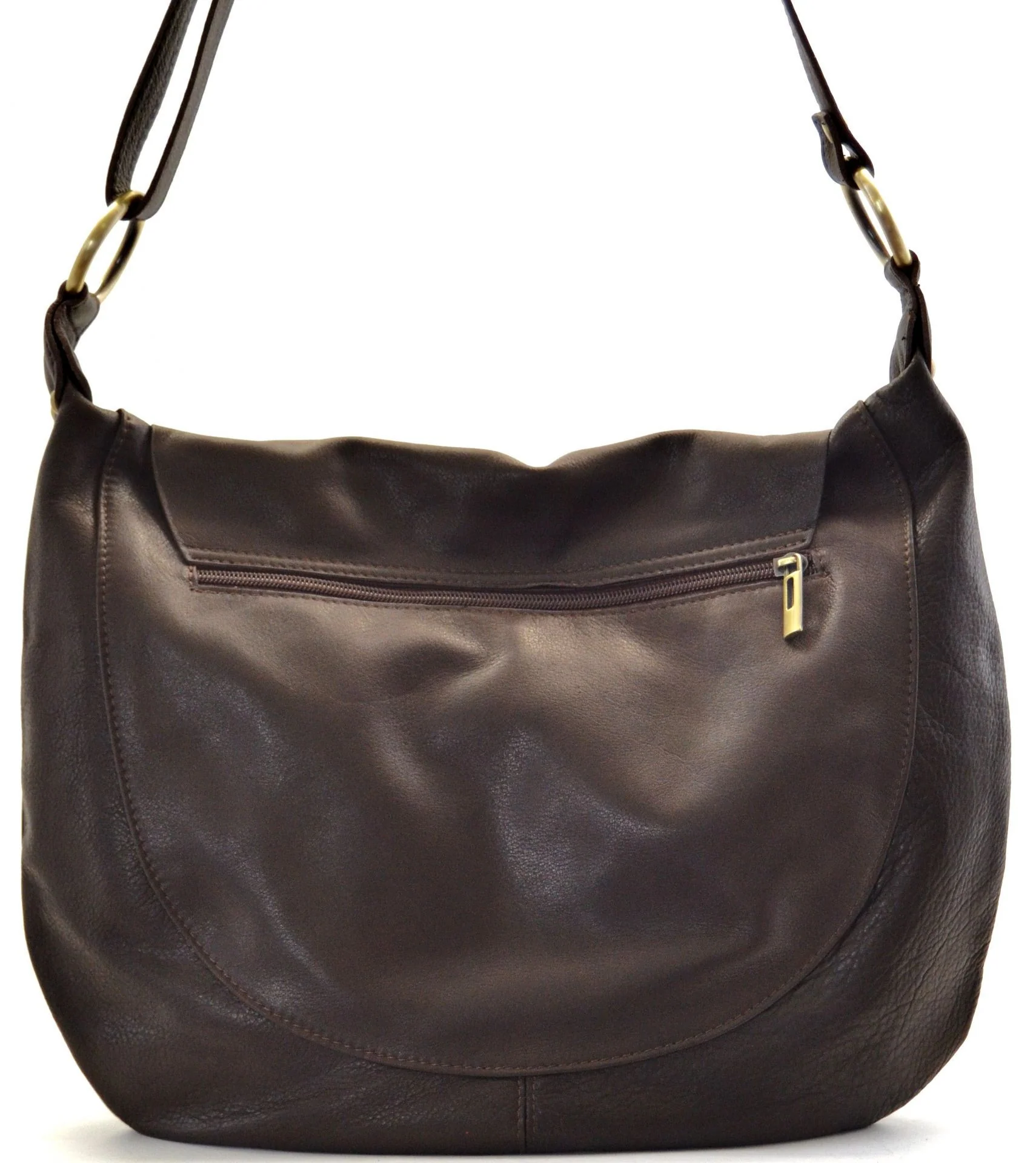 Sac besace en cuir lisse PERLA Chocolat - Image 2