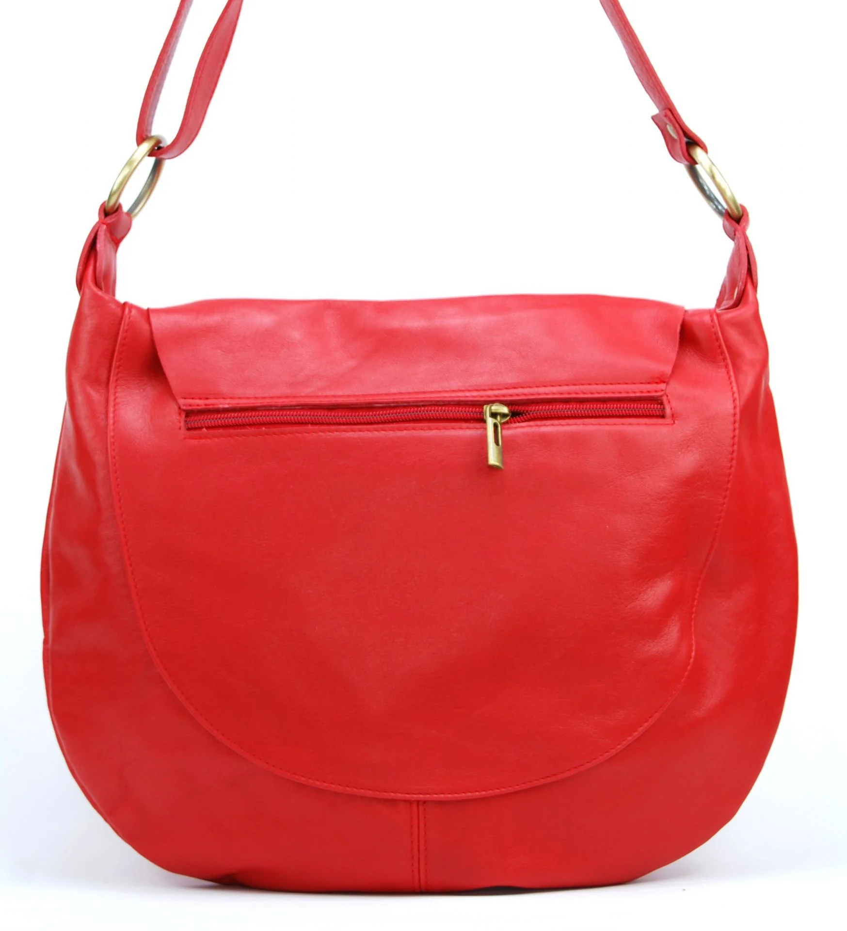 Sac besace en cuir lisse PERLA Rouge garance - Image 2