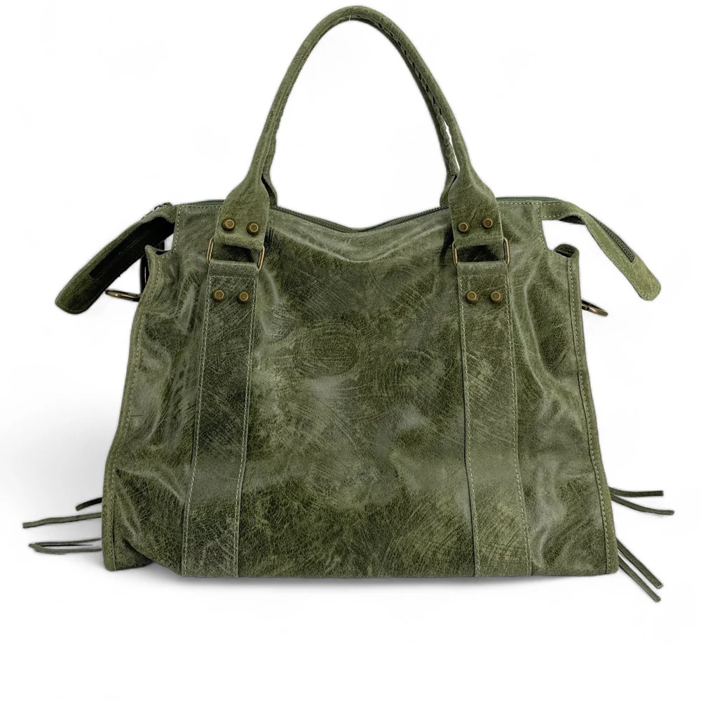 Sac à main en cuir brossé SANDSTORM E.L. SIROCCO Kaki - Image 3