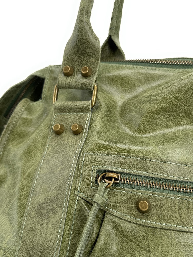 Sac à main en cuir brossé SANDSTORM E.L. SIROCCO Kaki - Image 5