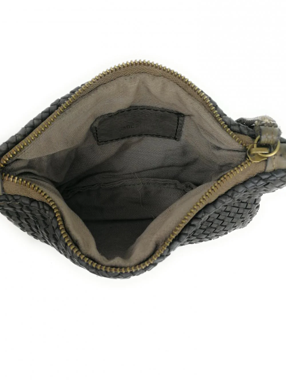 Sac pochette en cuir tressé ALMA Kaki - Image 5