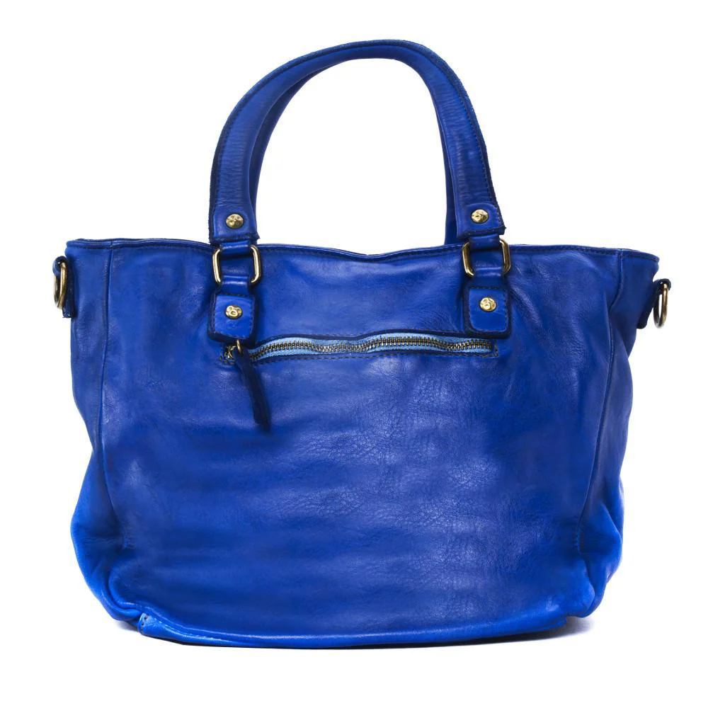 Sac cabas en cuir vintage MISS JENNER Bleu roi - Image 3