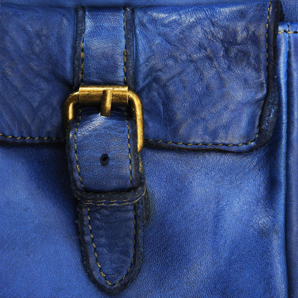 Sac cabas en cuir vintage MISS JENNER Bleu roi - Image 4