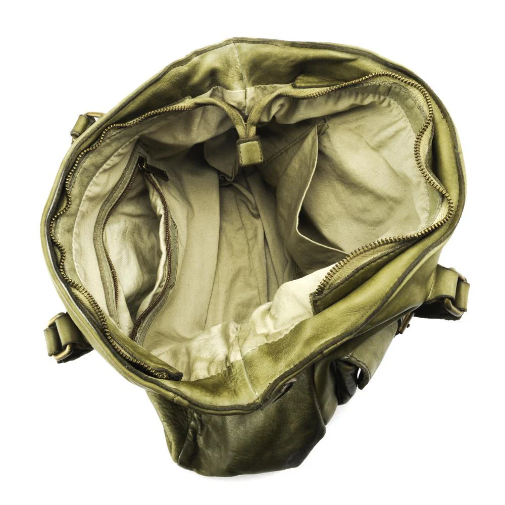 Sac cabas en cuir vintage MISS JENNER Kaki - Image 5