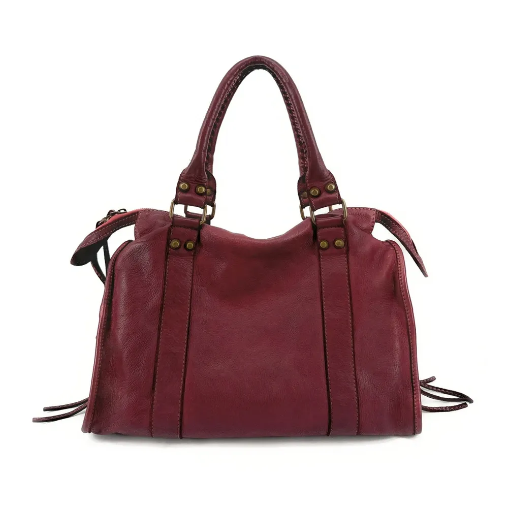 Sac à main porté épaule en cuir vintage STORM ROCK Deep Purple - Image 3