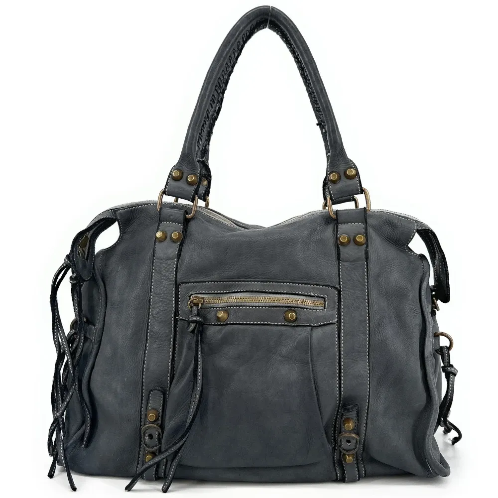 Sac à main porté épaule en cuir vintage STORM ROCK Iron