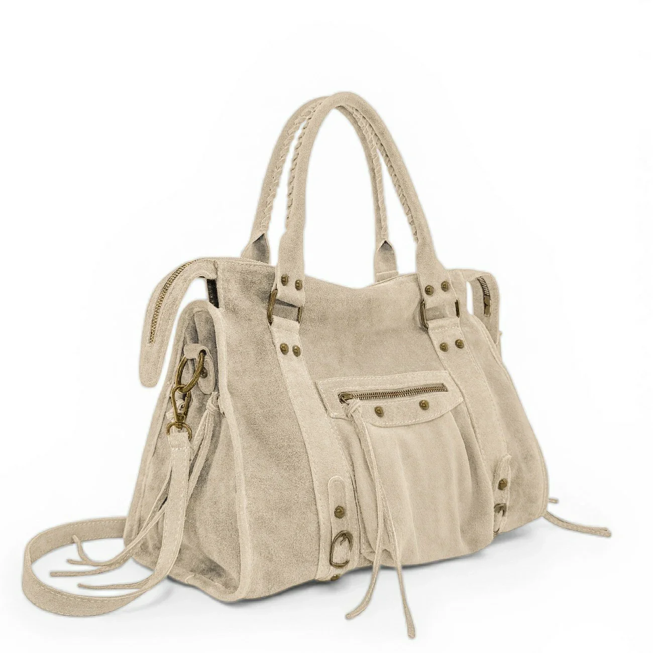 Sac à main en daim STORM SUEDE Beige crème - Image 2