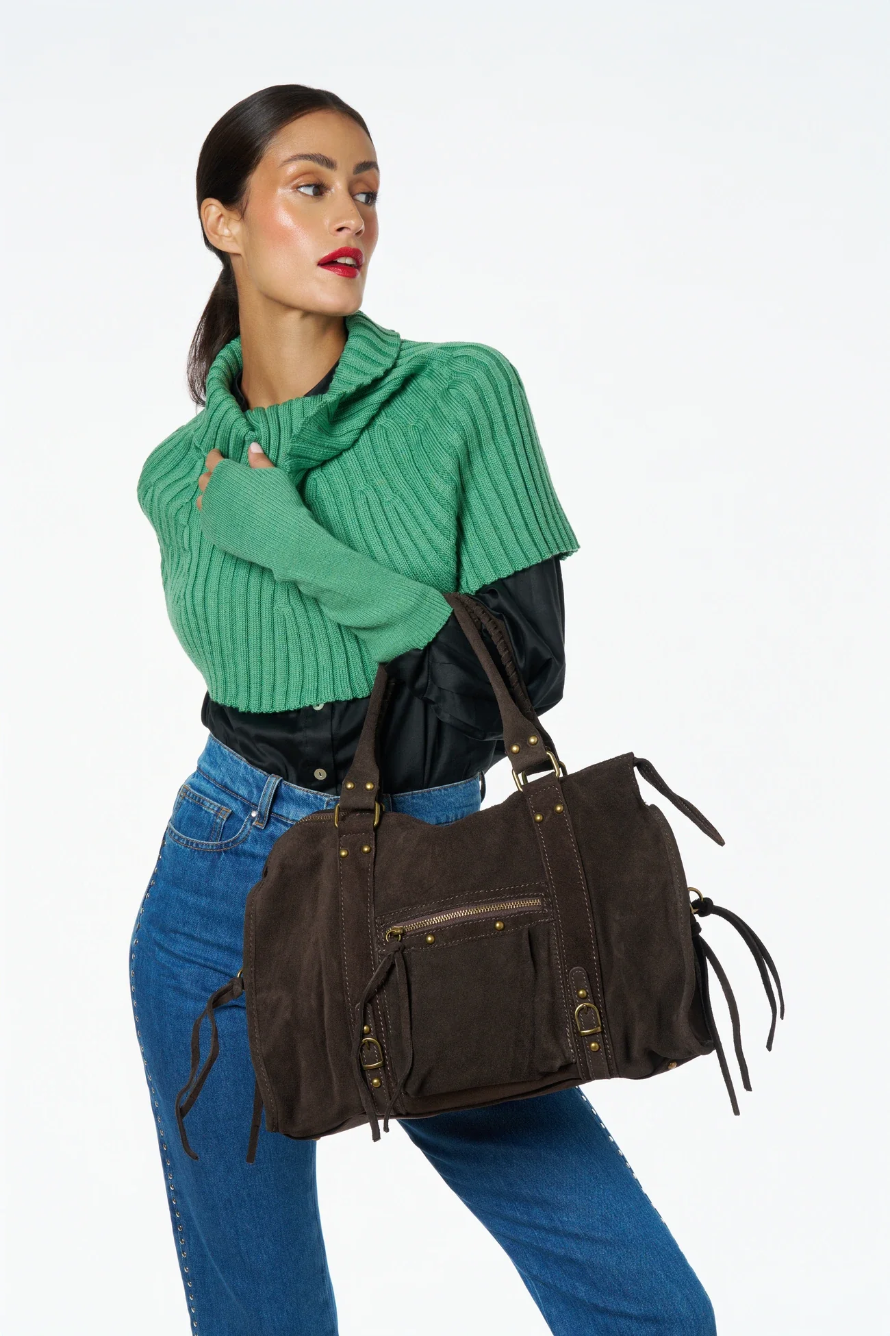 Sac à main en daim STORM SUEDE Chocolat - Image 3
