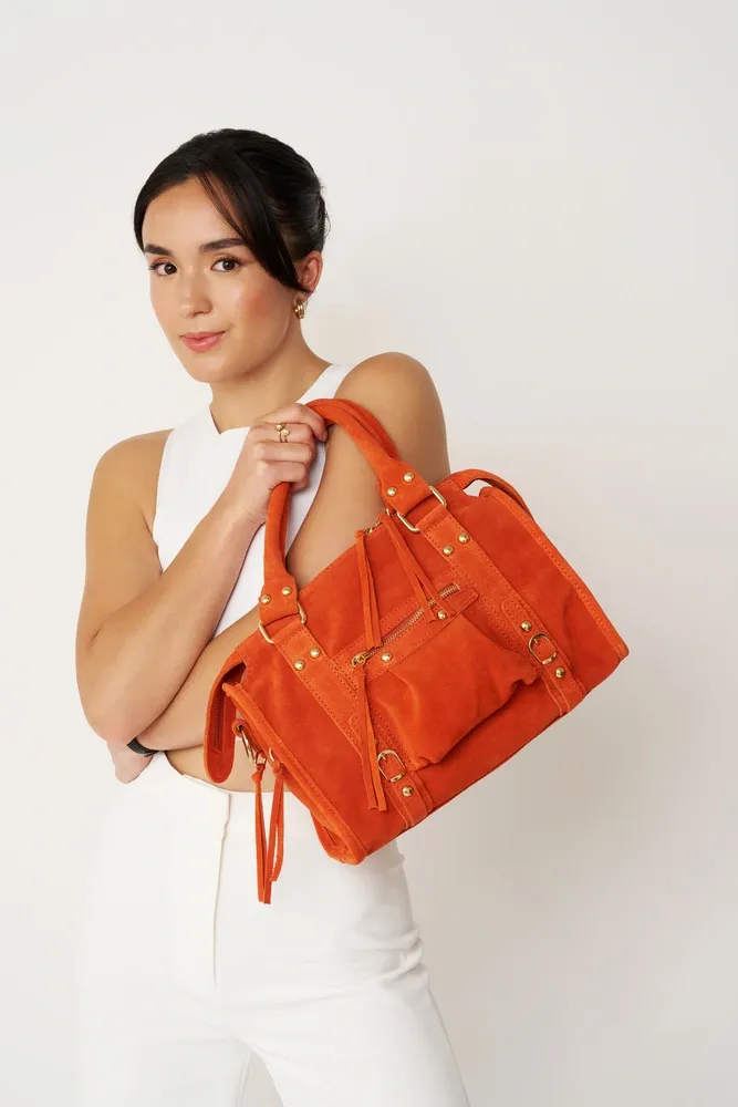 Sac à main en daim STORM SUEDE GOLD Mandarine - Image 2