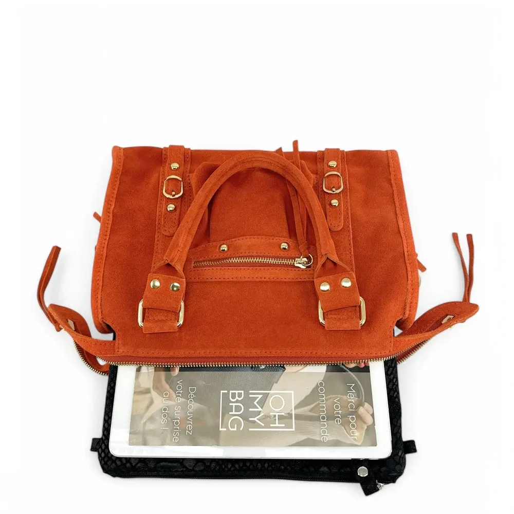 Sac à main en daim STORM SUEDE GOLD Mandarine - Image 6