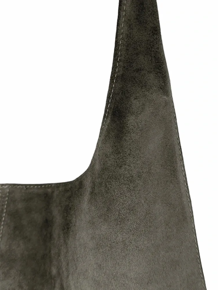 Sac à main de forme HOBO en daim épais EVA E.L. Kaki - Image 4