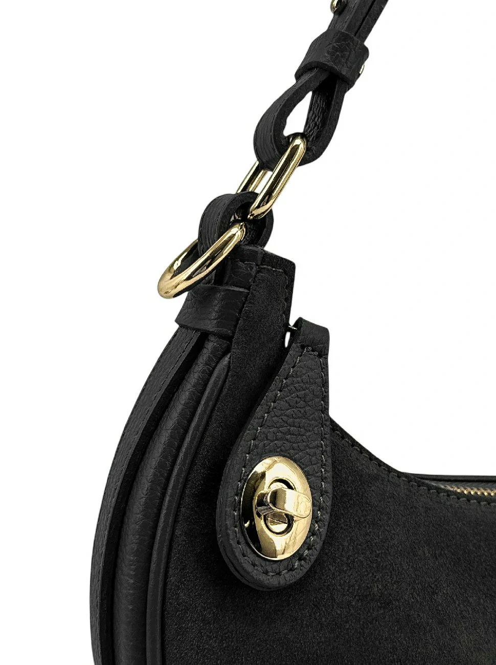 Sac à main demi-lune en daim MUNE Noir - Image 8