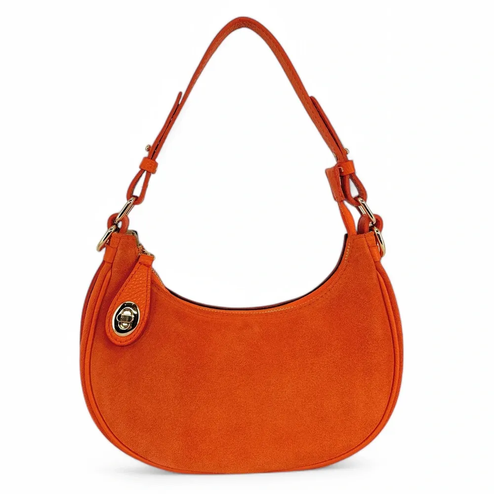 Sac à main demi-lune en daim MUNE Orange - Image 5