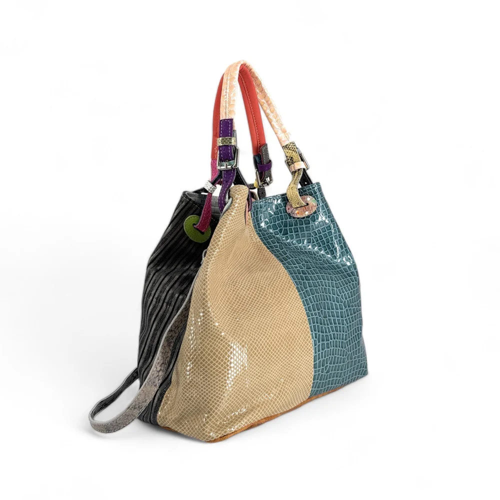 Sac à main trapèze en cuir à motifs UNIQ AKIRA 02 Multicolore - Image 4