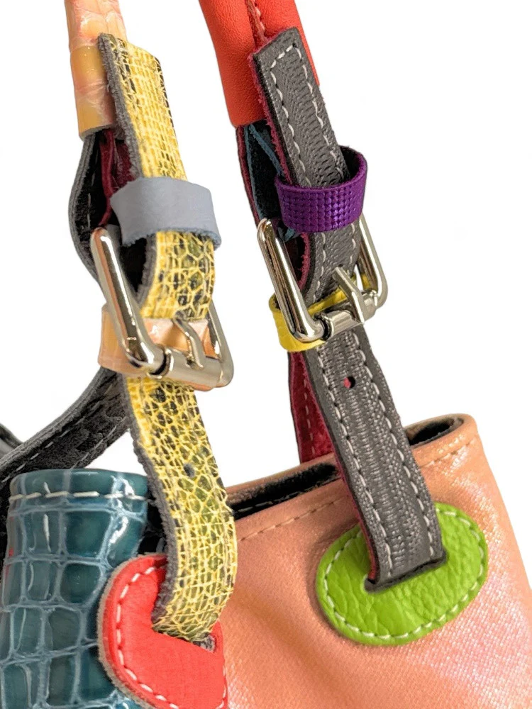 Sac à main trapèze en cuir à motifs UNIQ AKIRA 02 Multicolore - Image 7